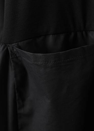 100% O Neck Patchwork Clothes Catwalk Black Loose Dresses