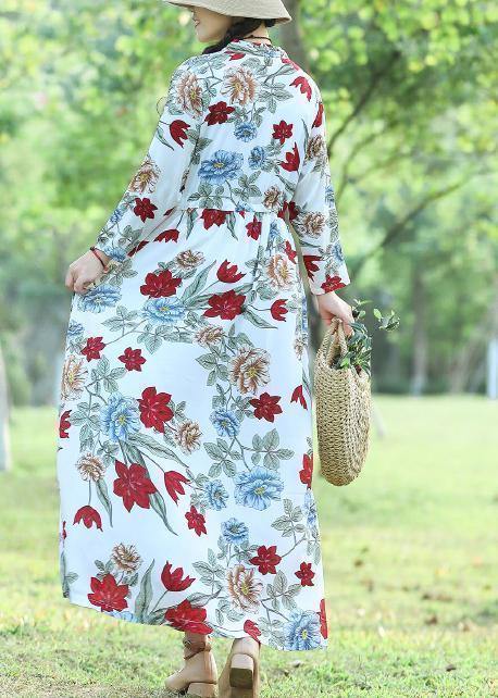 100% White Prints Cotton Wardrobes Fun Work Outfits V Neck Loose Summer Dress