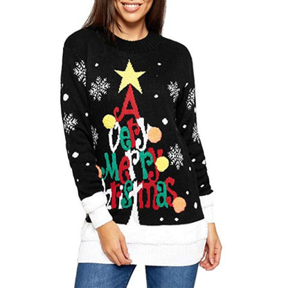 Women's Christmas Sweater with Festive Design and Large Motif R&B
