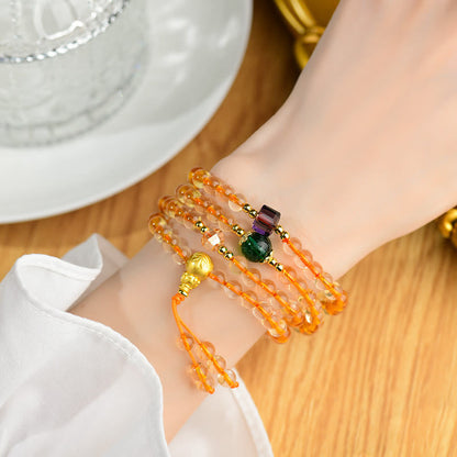 108 Beads Citrine Mala Bracelet for Happiness & Prosperity