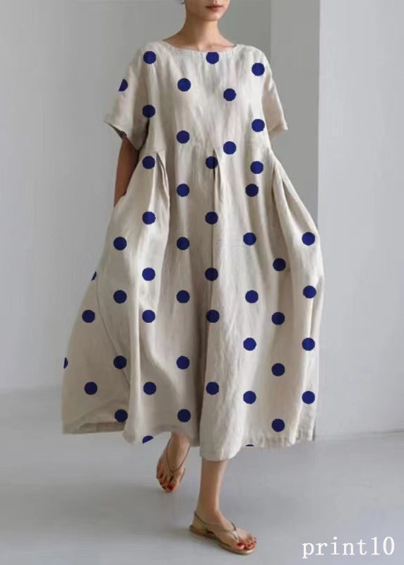 Flower Print13 Cotton Dresses Pockets Patchwork Spring