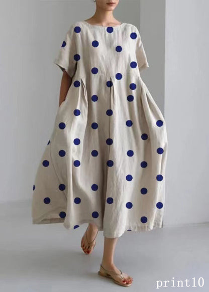 Flower Print16 Cotton Dresses Pockets Patchwork Spring