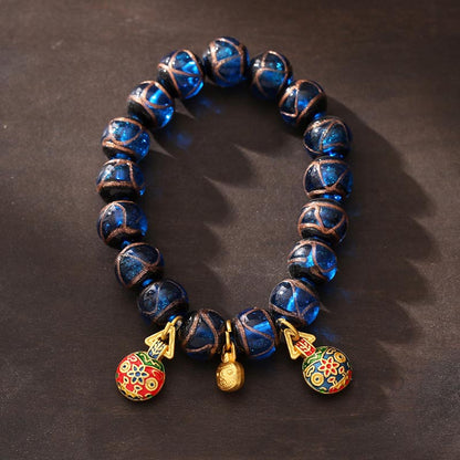 10mm Spiritual Bracelets Blue Liuli Glass Fortune Charm Bracelet