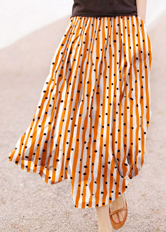 Retro Pink-pumpkin Pockets Linen Skirt Summer