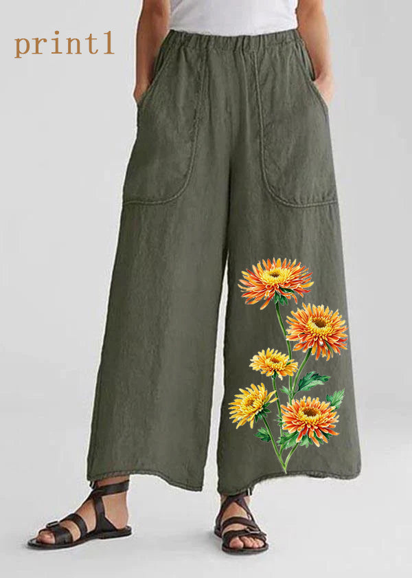 Cotton Linen Loose Wide Leg Pants Tea Green-print3