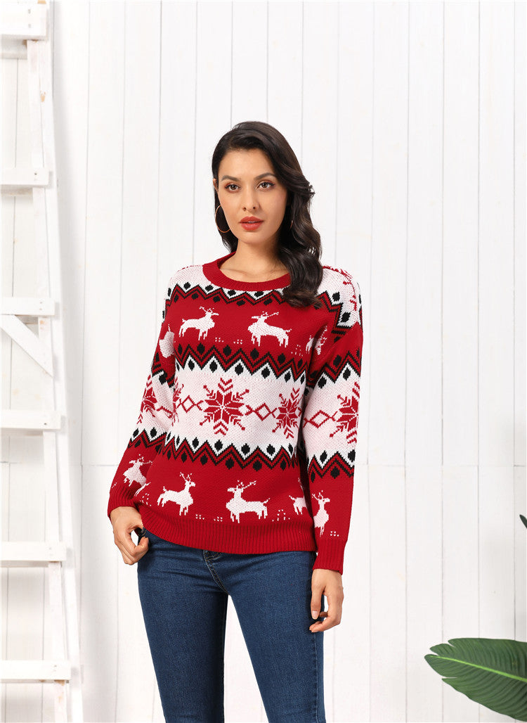 Turtleneck Sweater Women's Knit Christmas Sweater with Reindeer
