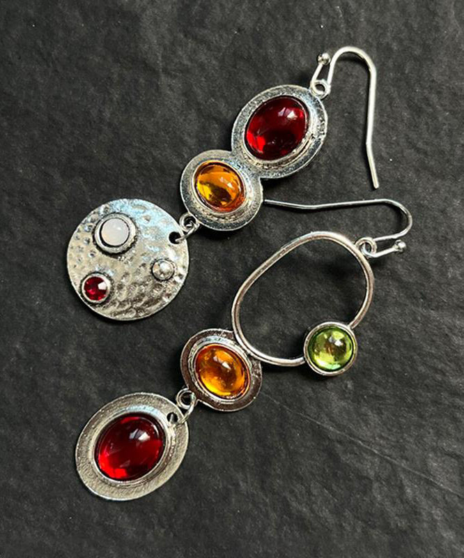 Rainbow Sterling Silver Alloy Geometry Hollow Out Drop Earrings