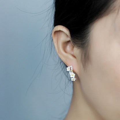 925 Sterling Silver Plum Blossom Spiritual Earrings for Protection