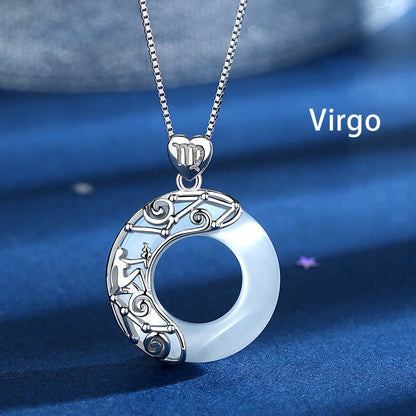 925 Sterling Silver Cat's Eye Zodiac Necklace for Love Support