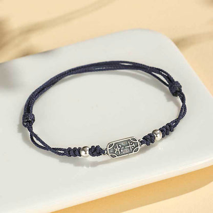 Buddha Stones Handmade 925 Sterling Silver Peace and Joy Safe Well Protection Braided Bracelet