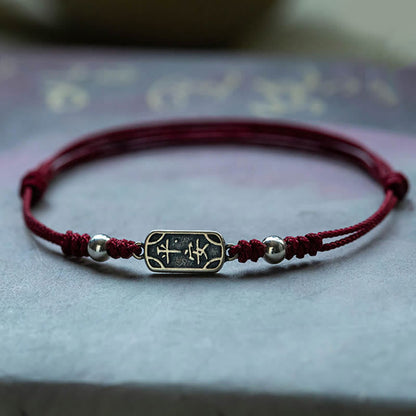 925 Sterling Silver Red String Bracelet for Peace & Joy