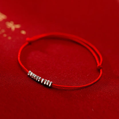 Buddha Stones Handmade 925 Sterling Silver Small Pieces Protection Braided Ultra-thin Rope Bracelet
