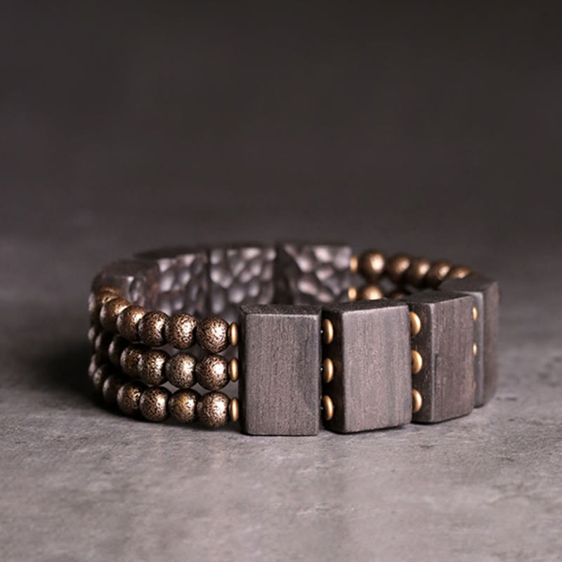 Buddha Stones Peace Ebony Wood Copper Beads Balance Bracelet