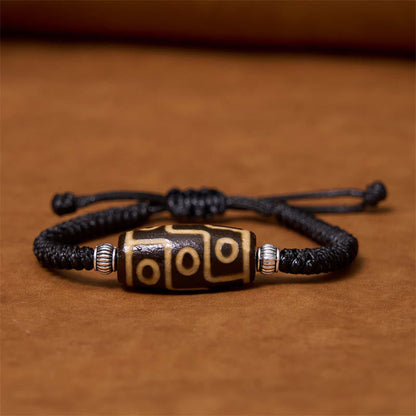 Buddha Stones Tibetan Nine-eye Dzi Bead Three-eyed Dzi Bead Wealth Protection Rope Bracelet