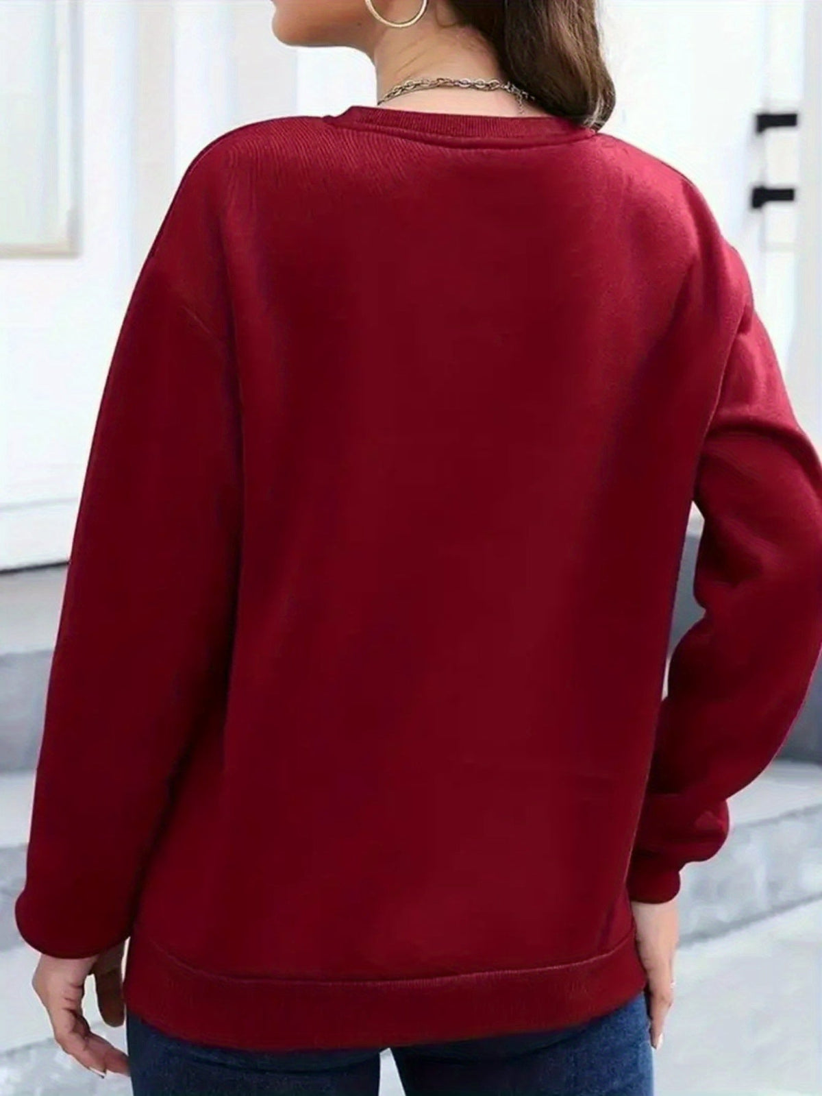 Yule Sweatshirt with Cotton Print Golden Christmas Tree Design