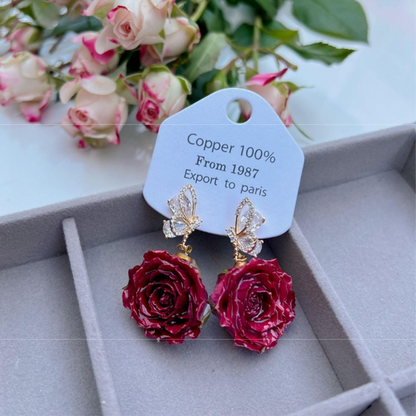 Real Flowers Patchwork Metal Accessories Trim Earrings(each One Is Unique)(17 Colors)