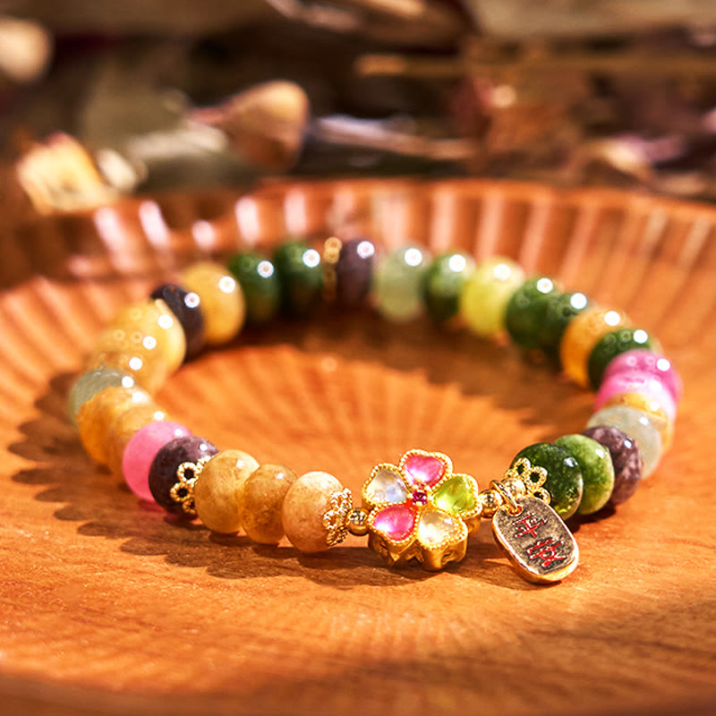 Buddha Stones Tourmaline Jade Safe and Well Love Bracelet