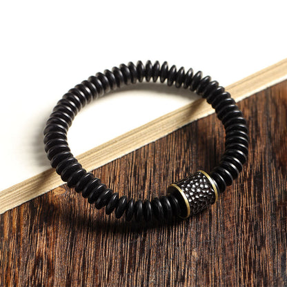 Buddha Stones Tibetan Coconut Shell Auspicious Clouds Positive Bracelet