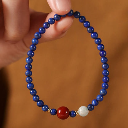 Buddha Stones Small Lazurite Lapis Lazuli Agate Ultra-thin Beads Positive Bracelet