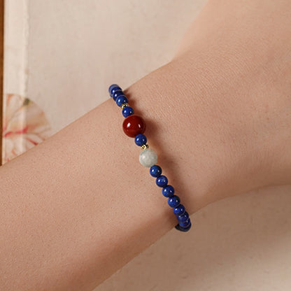 Buddha Stones Small Lazurite Lapis Lazuli Agate Ultra-thin Beads Positive Bracelet