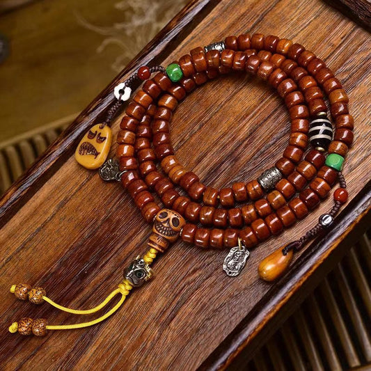 8x6mm Yak Bone 108 Beads Strength & Protection Mala