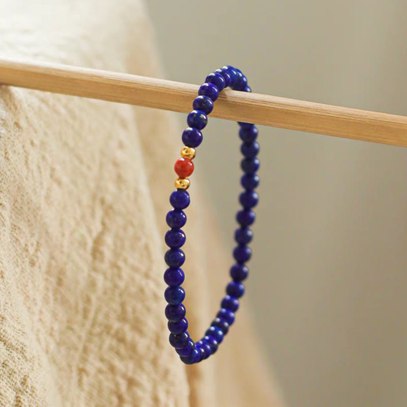 Buddha Stones Small Lazurite Lapis Lazuli Cinnabar Ultra-thin Beads Positive Bracelet