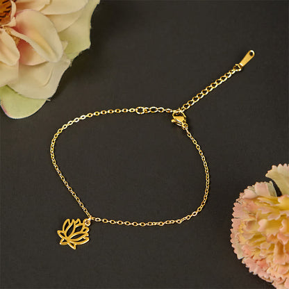 Buddha Stones Lotus Pattern Titanium Steel Enlightenment Bracelet