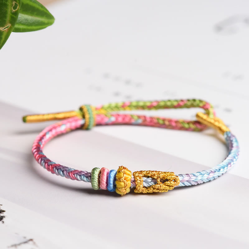 Buddha Stones Colorful Rope Eight Thread Peace Knot Luck Handmade Bracelet