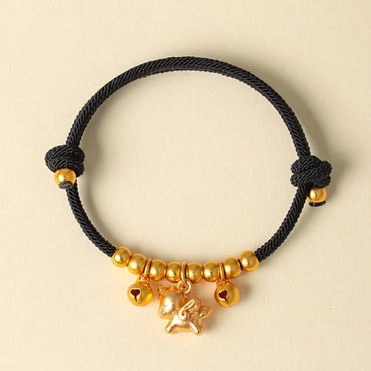 Buddha Stones Year of the Horse Multiple Horse Styles Rope Luck Strength Adjustable Bracelet