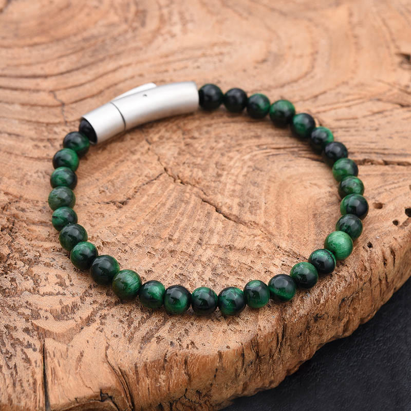 Buddha Stones Turquoise Black Glitter Stone Tiger Eye Positive Bracelet