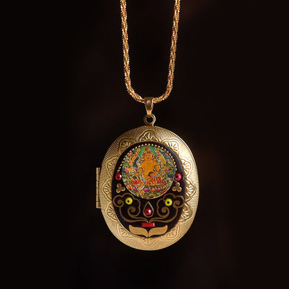 Buddha Stones Copper Kwan Yin Avalokitesvara Zakiram Wealth Pendant Necklace
