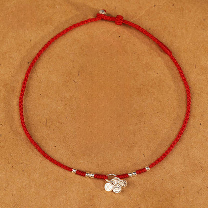 Buddha Stones Handcrafted 925 Sterling Silver Copper Coins Design Protection Strength Ultra-thin Bracelet Anklet