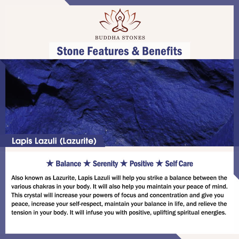 Buddha Stones Amethyst Lazurite Lapis Lazuli Various Crystal Stone Healing Positive Bracelet