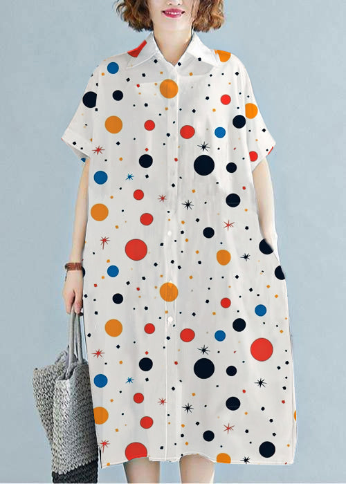 Modern Lapel Cotton Clothes for Work Outfits Green Texture Dress