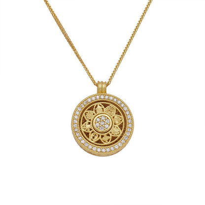 Buddha Stones 925 Sterling Silver Eight Treasures Luo Pan Blessing Necklace Pendant