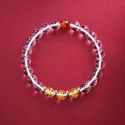 Buddha Stones Clear Quartz Chinese Zodiac Healing Bracelet