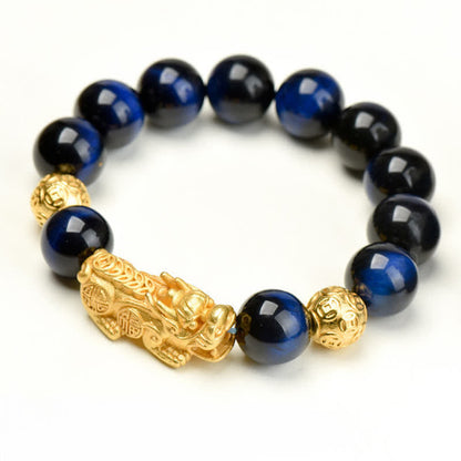 Buddha Stones Natural Tiger Eye Pixiu Fu Character Om Mani Padme Hum Bead Courage Bracelet