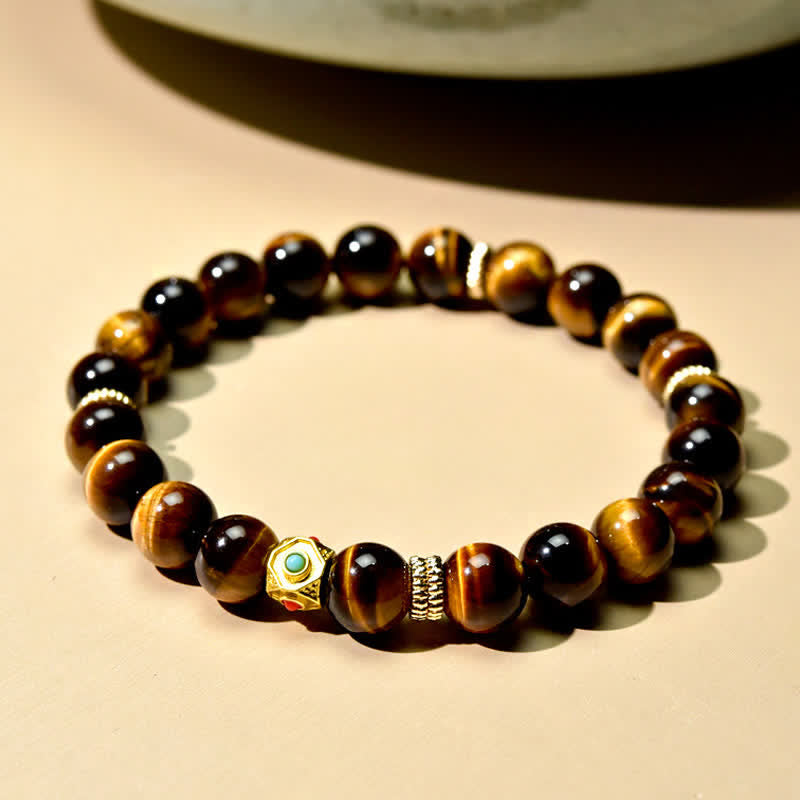 Buddha Stones Tibet Natural Tiger Eye Bead Strength Bracelet