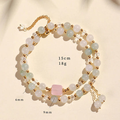 Buddha Stones Natural Strawberry Quartz Double Wrap Crystal Healing Bracelet