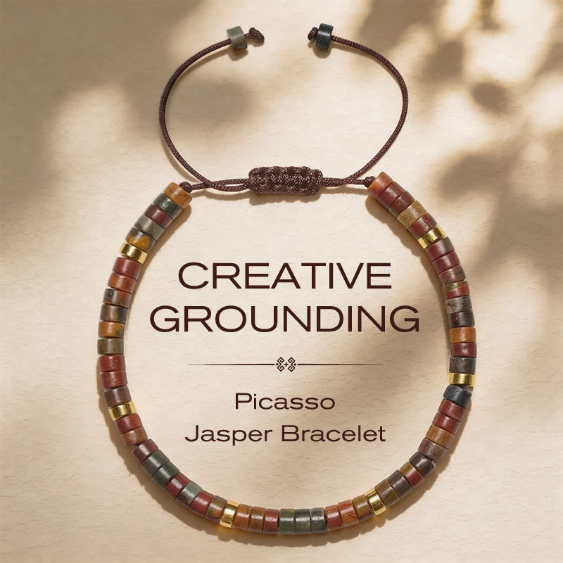 Buddha Stones Small Picasso Jasper Beads Energy String Bracelet