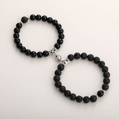 Natural Stone Couple Bracelet Crystal Set (2 Pieces)
