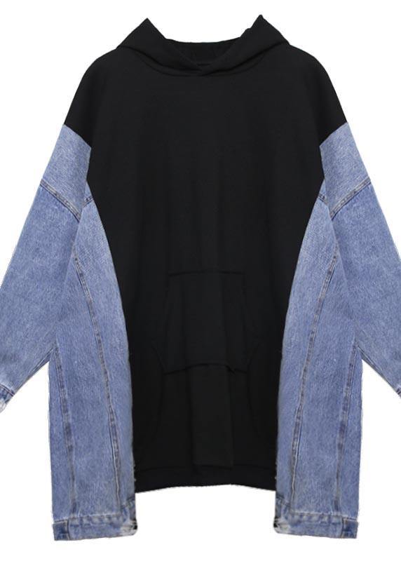 French Hooded Asymmetric Clothes for Work Outfits Black a Line Tops