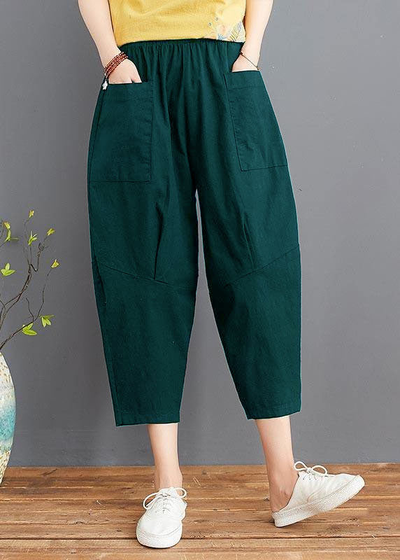 Fine Black Elastic Waist Jeans Harem Pants Summer Cotton