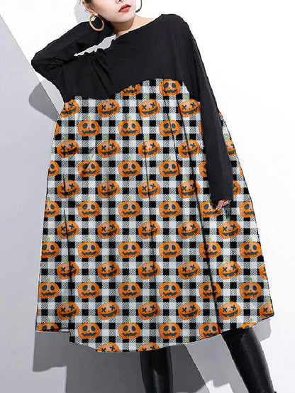 Cinched O Neck Cotton Clothes for Tutorials Black-pumpkin Dresses