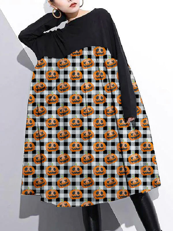 Cinched O Neck Cotton Clothes for Tutorials Orange-pumpkin Dresses