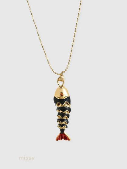 Daria Colorful Enamel Fish Pendant Necklace