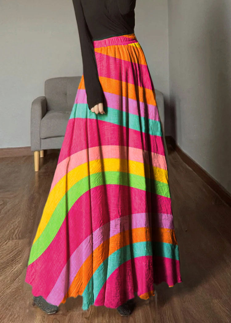 Black Geometry Elastic Waist Exra Large Hem Linen Skirts Spring