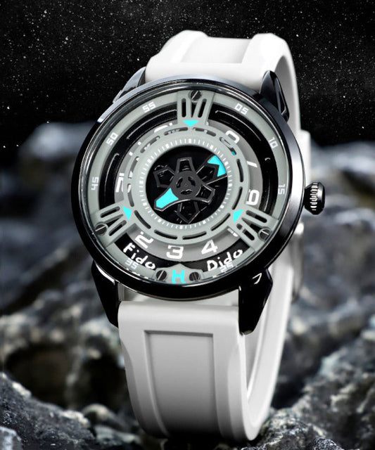 Blue Silicone Rubber Waterproof Hollow Out Watches