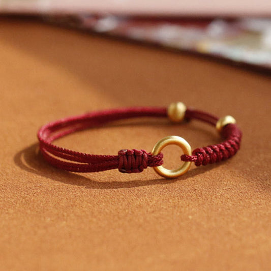 Alloy Peace Buckle Red String Bracelet for Protection & Luck