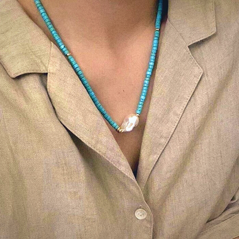 Turquoise Baroque Pearl Necklace